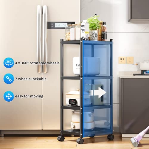 SAYZH 4-Tier Metal Kitchen Trolley | Heavy Duty Rolling Storage Rack