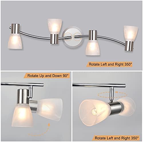 Unikcst 4-Way LED Ceiling Spotlights | Chrome & Glass Adjustable Lamp