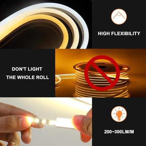 KSIBNW Neon LED Strip Light | 30m Waterproof IP65 Flexible Rope | Cool White