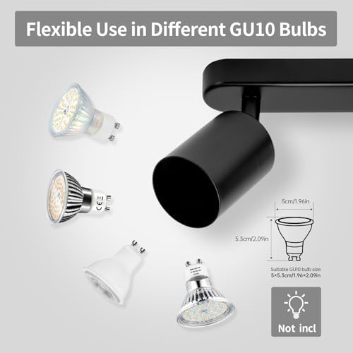 4-Way GU10 Ceiling Spotlight – Matte Black Adjustable Light