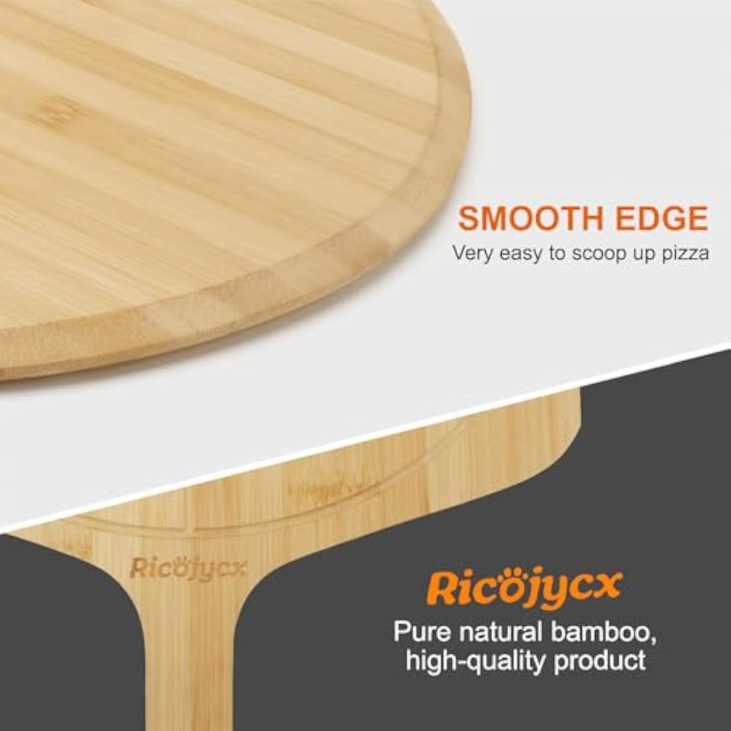 14" Bamboo Pizza Cutting Board – 2 Pack Double-Sided Peel