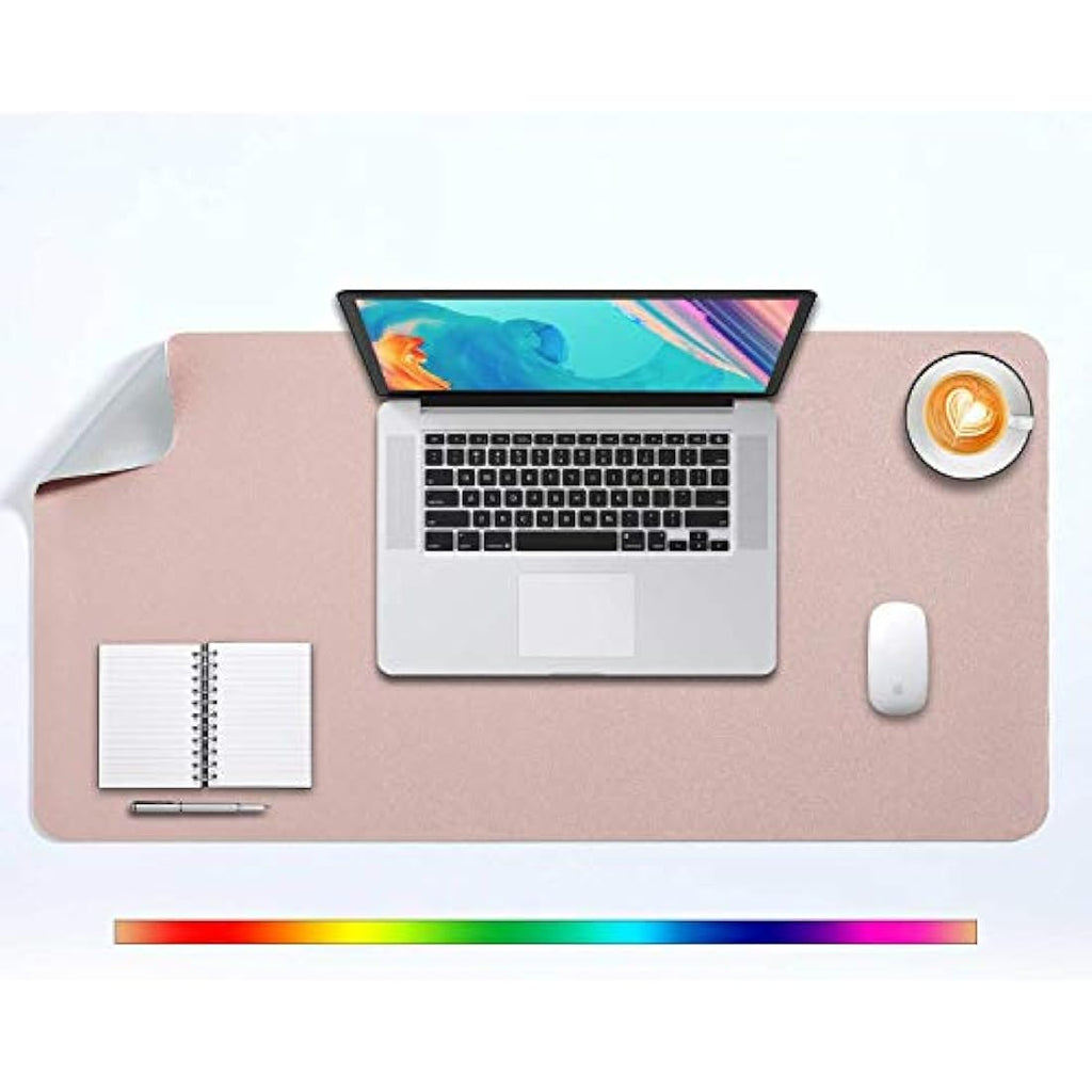 DOBAOJIA Large PU Leather Desk Pad – Waterproof Dual-Side Mouse Mat, Pink