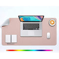 DOBAOJIA Large PU Leather Desk Pad – Waterproof Dual-Side Mouse Mat, Pink