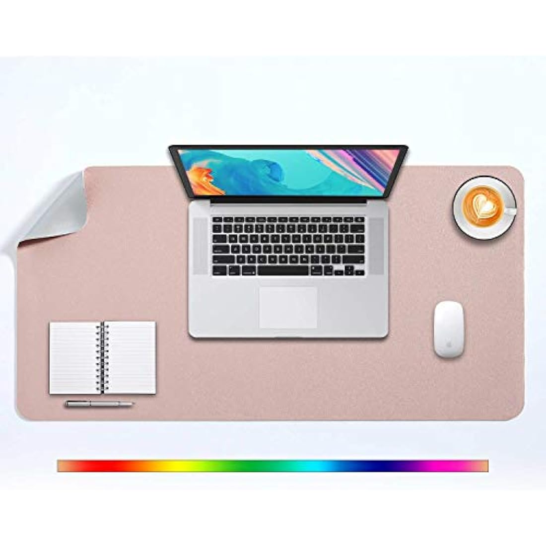 DOBAOJIA Large PU Leather Desk Pad – Waterproof Dual-Side Mouse Mat, Pink