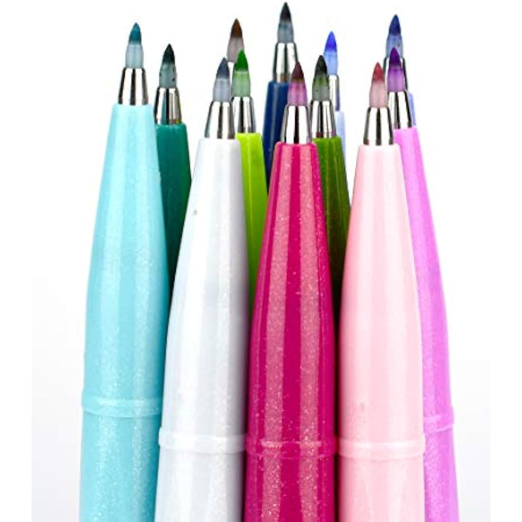 Pentel Brush Sign Pen Set – 24 Fibre Tip Calligraphy Drawing Markers