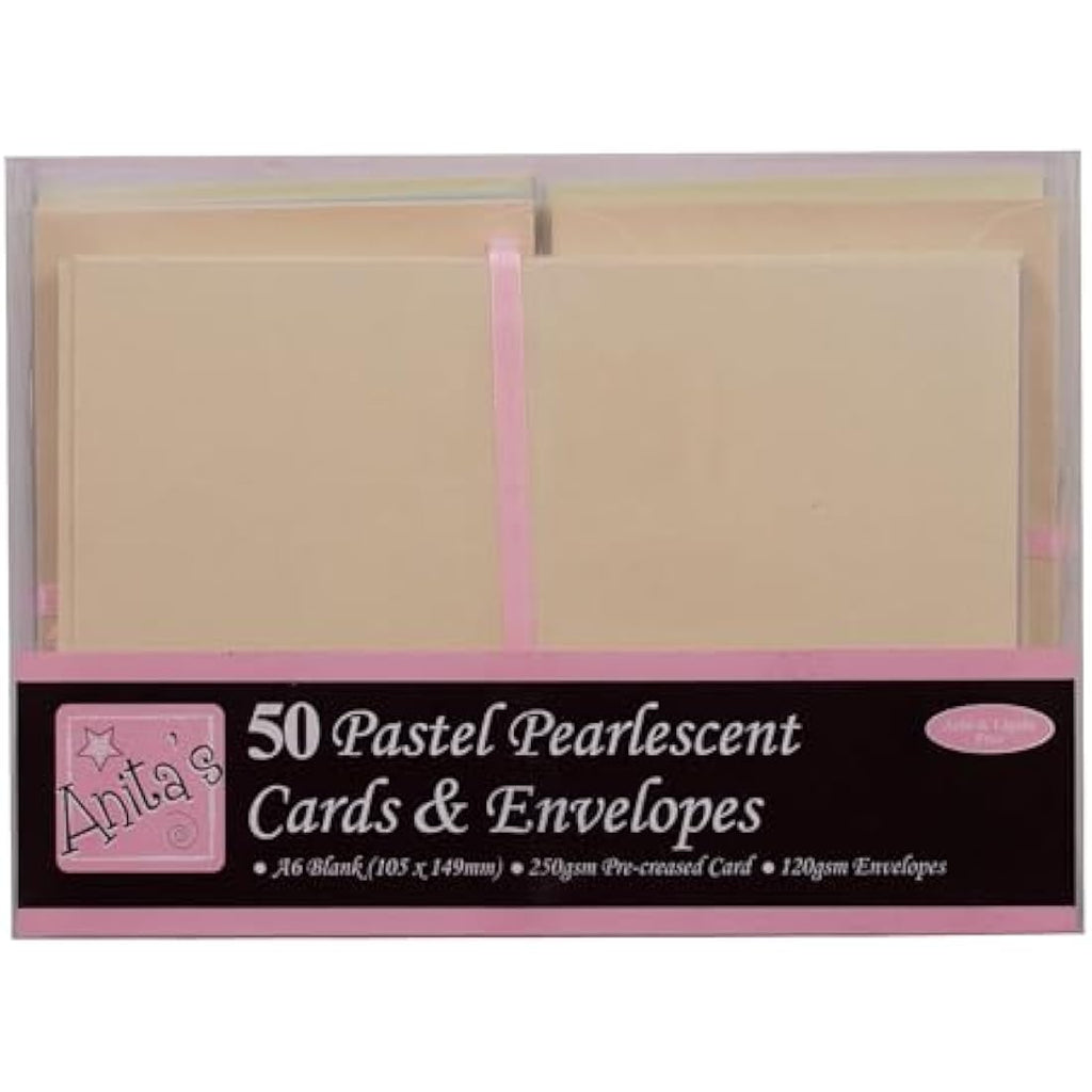 Anita's Pearlescent A6 Blank Cards & Envelopes - 50 Pack for Card Making