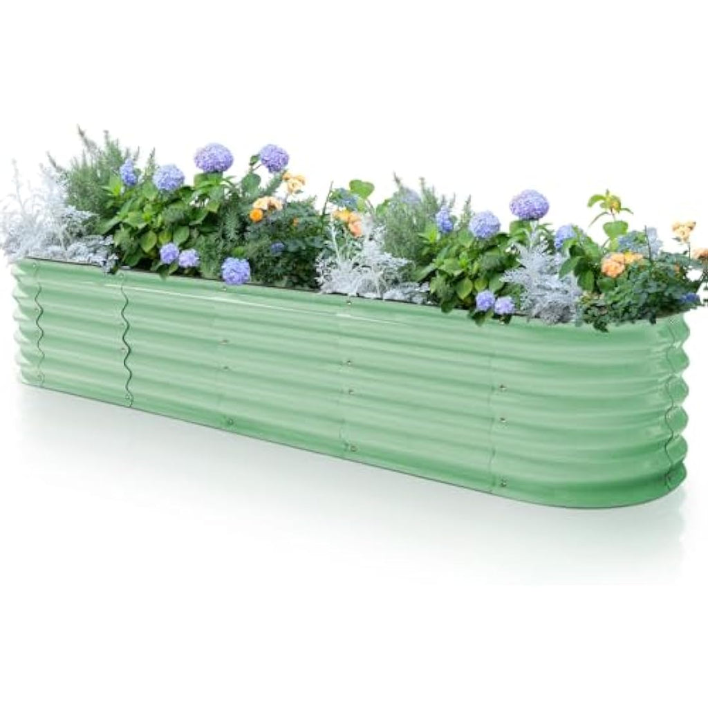 Byhagern Galvanized Raised Garden Bed - 240x60x45cm Metal Planter, Green