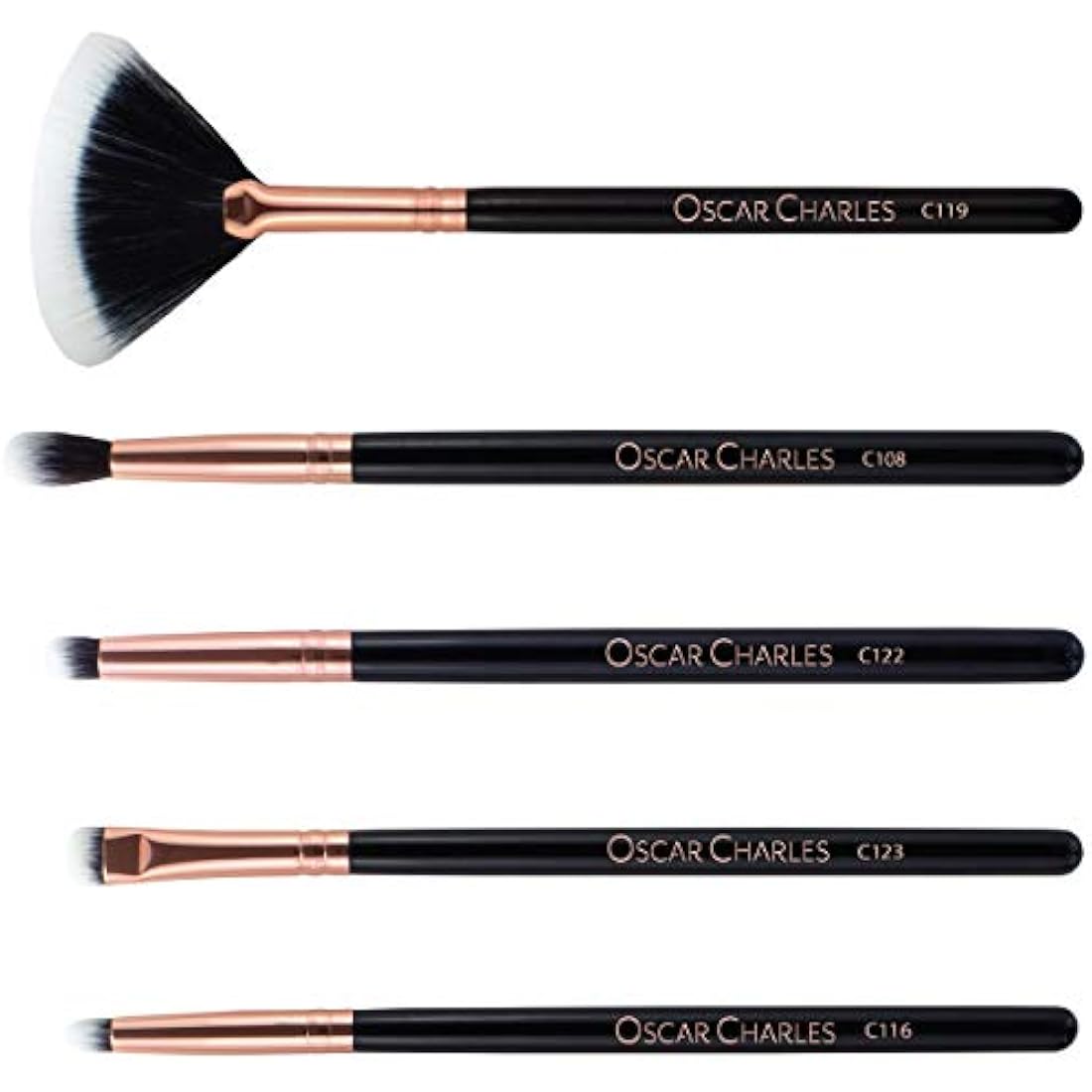 Oscar Charles 12-Piece Professional Makeup Brush Set with Holder – Rose Gold