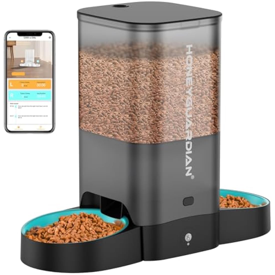 HoneyGuaridan WiFi Automatic Cat Feeder | 3.5L Smart Dual Bowl Pet Dispenser