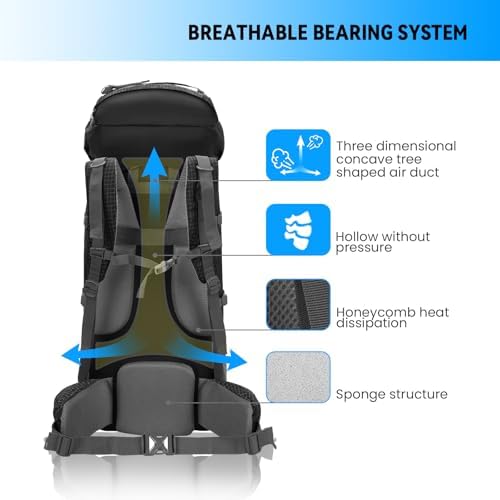 Jolof Store 80L Waterproof Hiking Backpack – Large Camping Rucksack