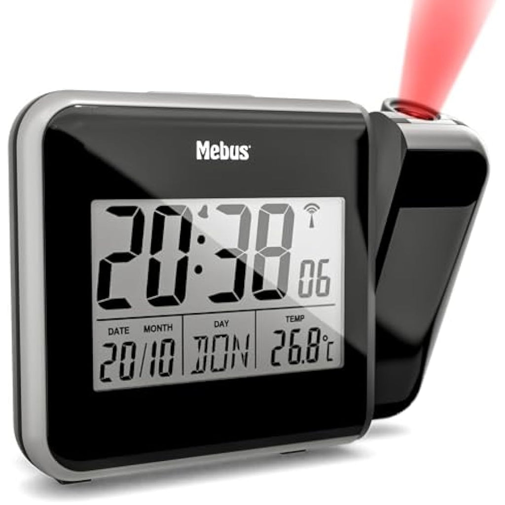 Mebus Radio Alarm Clock with Projection and Thermometer – Black