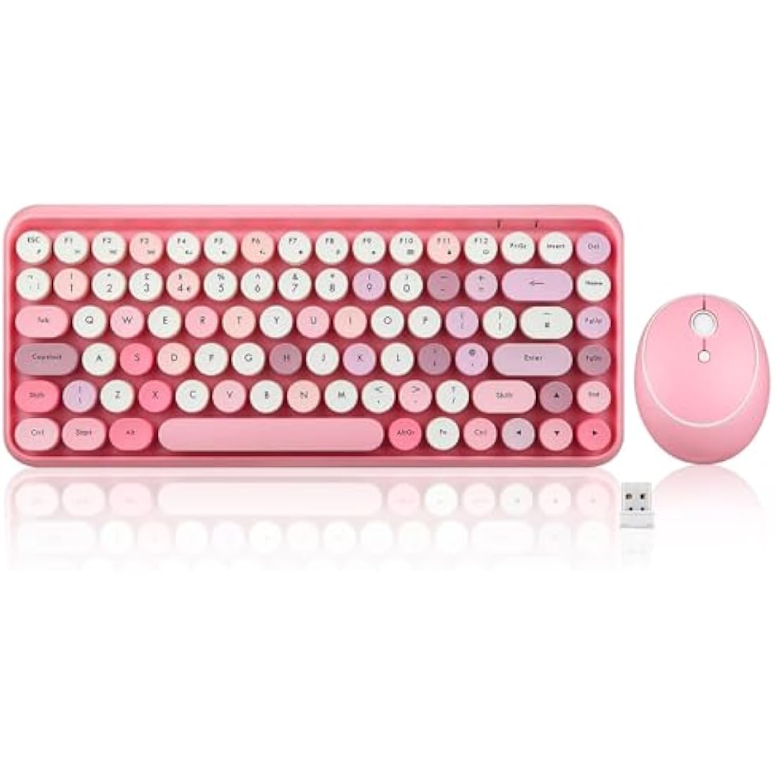 Perixx PERIDUO-713 Wireless Retro Keyboard and Mouse Combo – Pastel Pink