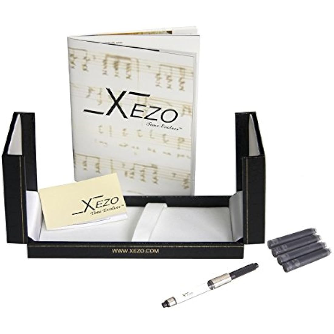 Xezo Maestro Fountain Pen – 925 Sterling Silver & Black Mother of Pearl