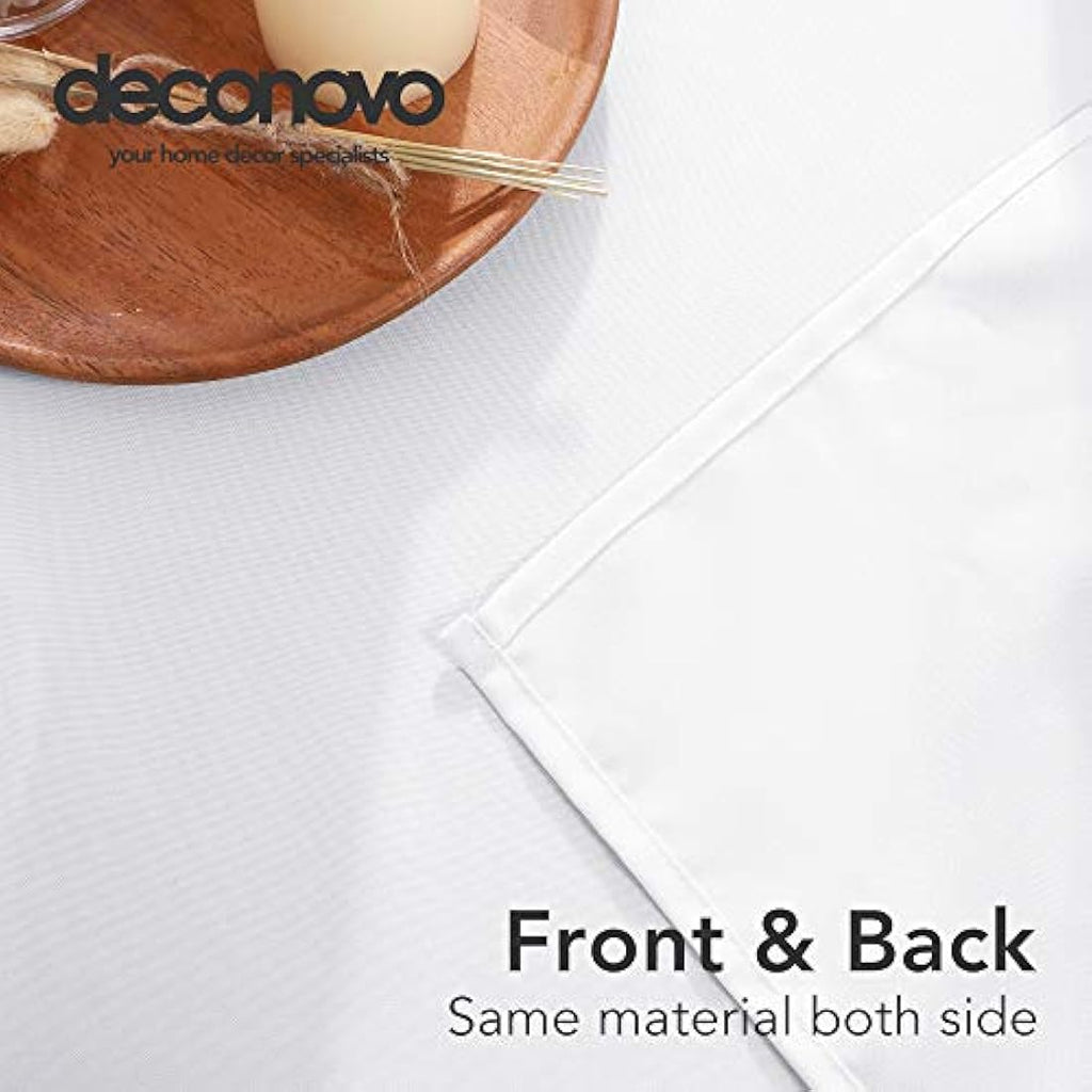 Deconovo Waterproof Oxford Tablecloth – Wipeable Rectangle Cover, White