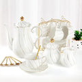 DUJUST 22-Piece White Porcelain Tea Set | Luxury British Style with Stand