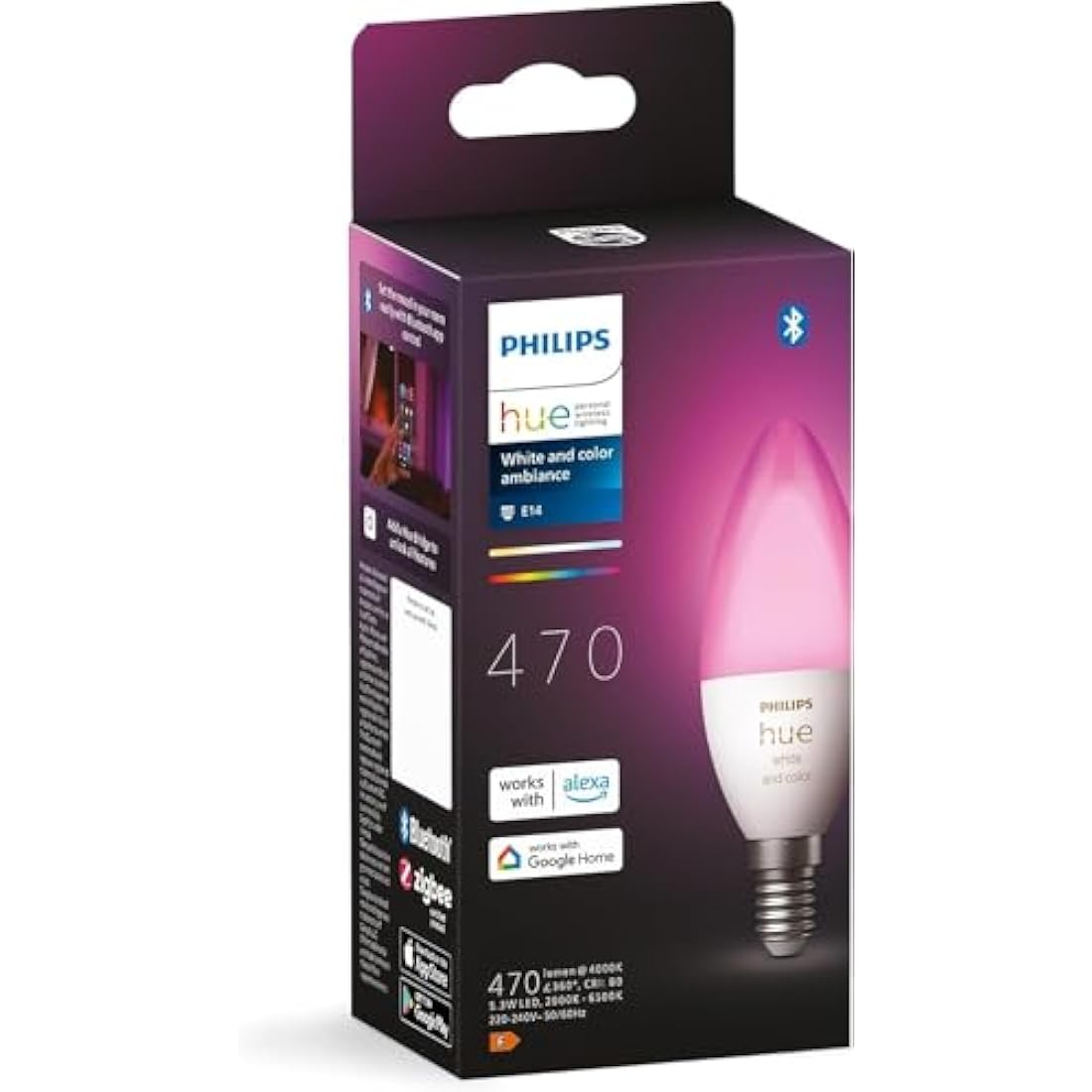 Philips Hue Smart LED Bulb – E14 White & Colour Ambiance Bluetooth
