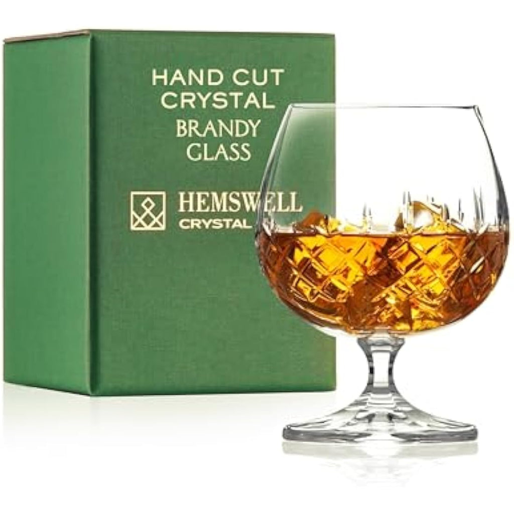 Hemswell Crystal Hand-Cut Brandy Glass | 250ml Cognac Snifter Gift Box