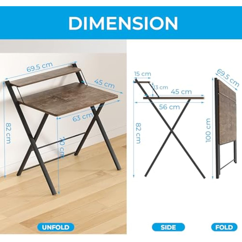 GreenForest Folding Computer Desk with Monitor Shelf for Small Spaces