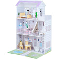 Olivia's Little World 3-Story Wooden Doll House with 16 Accessories