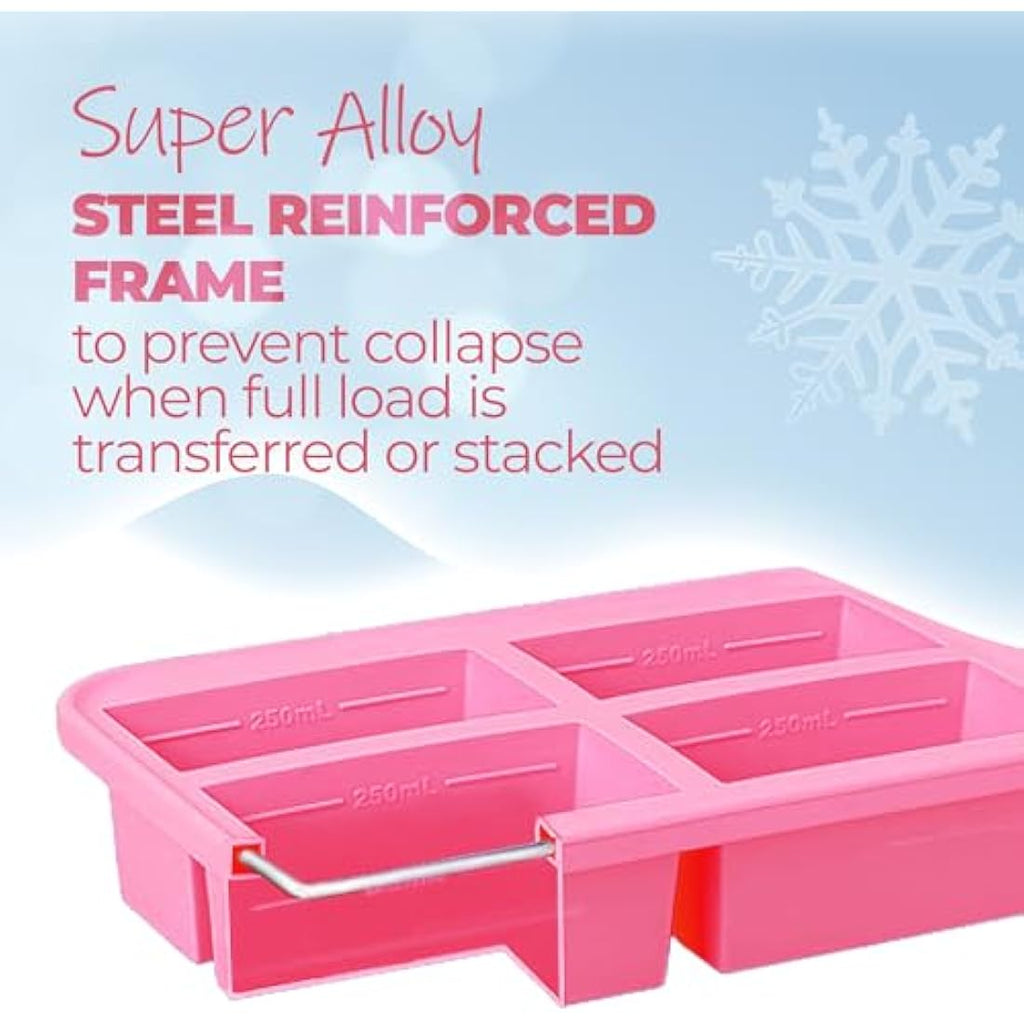 Ozwen Silicone Soup Freezer Tray with Lid - 1-Cup Meal Prep Moulds, 2-Pack