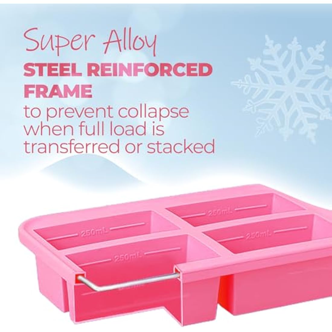 Ozwen Silicone Soup Freezer Tray with Lid - 1-Cup Meal Prep Moulds, 2-Pack
