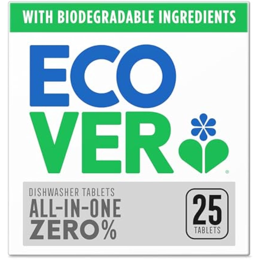 Ecover Zero All-In-One Dishwasher Tablets – Plant-Based – 25 Pack