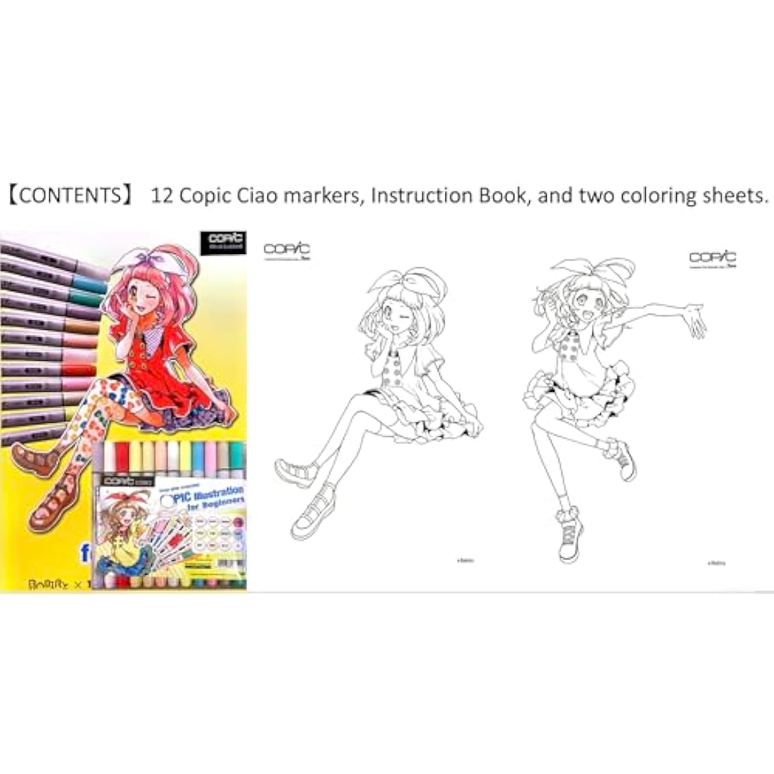 Copic Ciao 12-Piece Graphic Marker Set with Official Guide Book