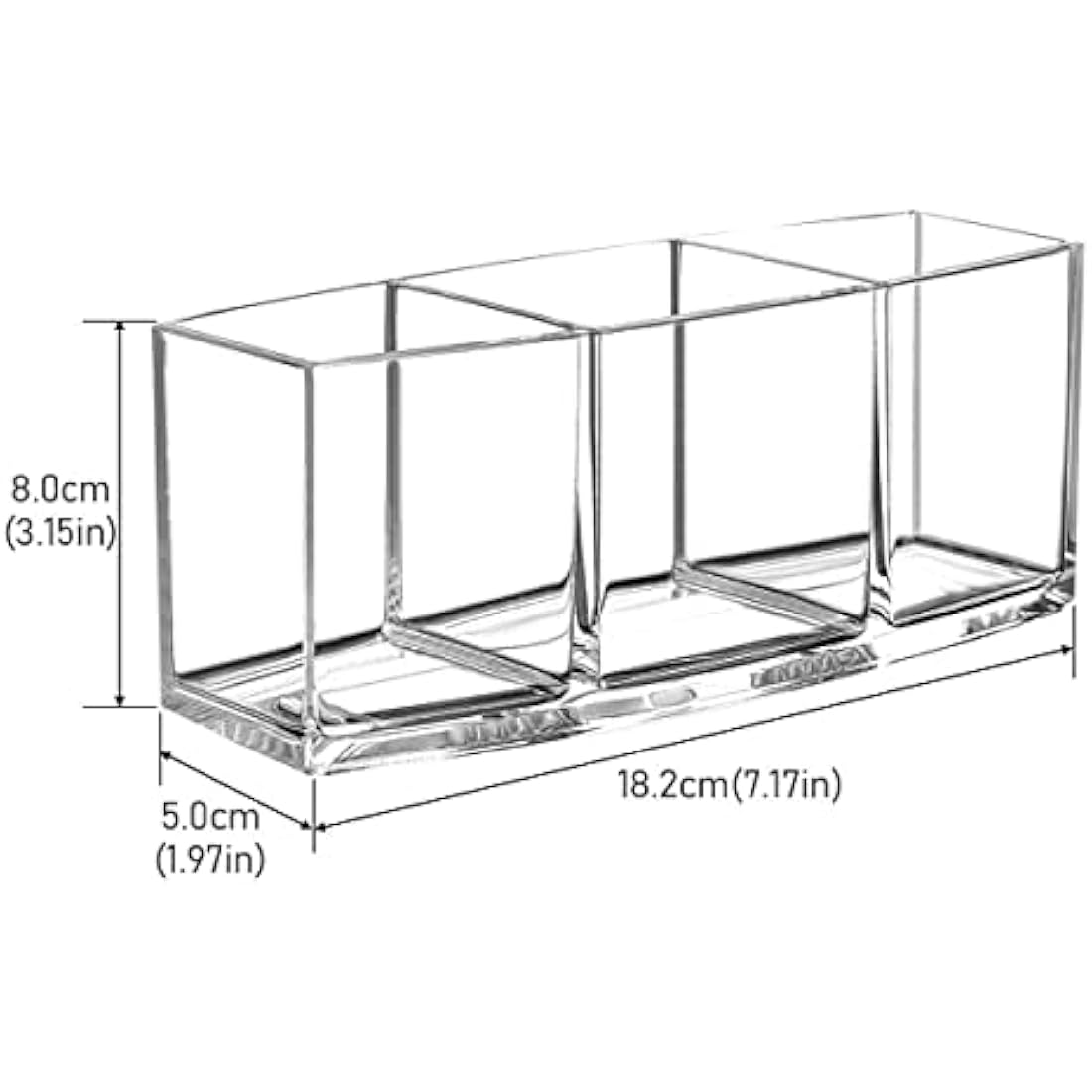 3-Slot Acrylic Makeup Brush Holder & Cosmetic Organizer