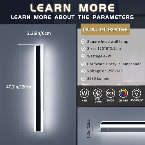 Mikeru 120cm Outdoor LED Wall Light | 6000K IP65 Waterproof Garden Lamp
