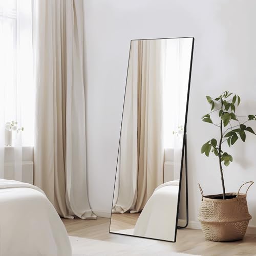 Vasemouh Full Length Mirror | 140x51cm Black Floor & Wall Hanging Mirror