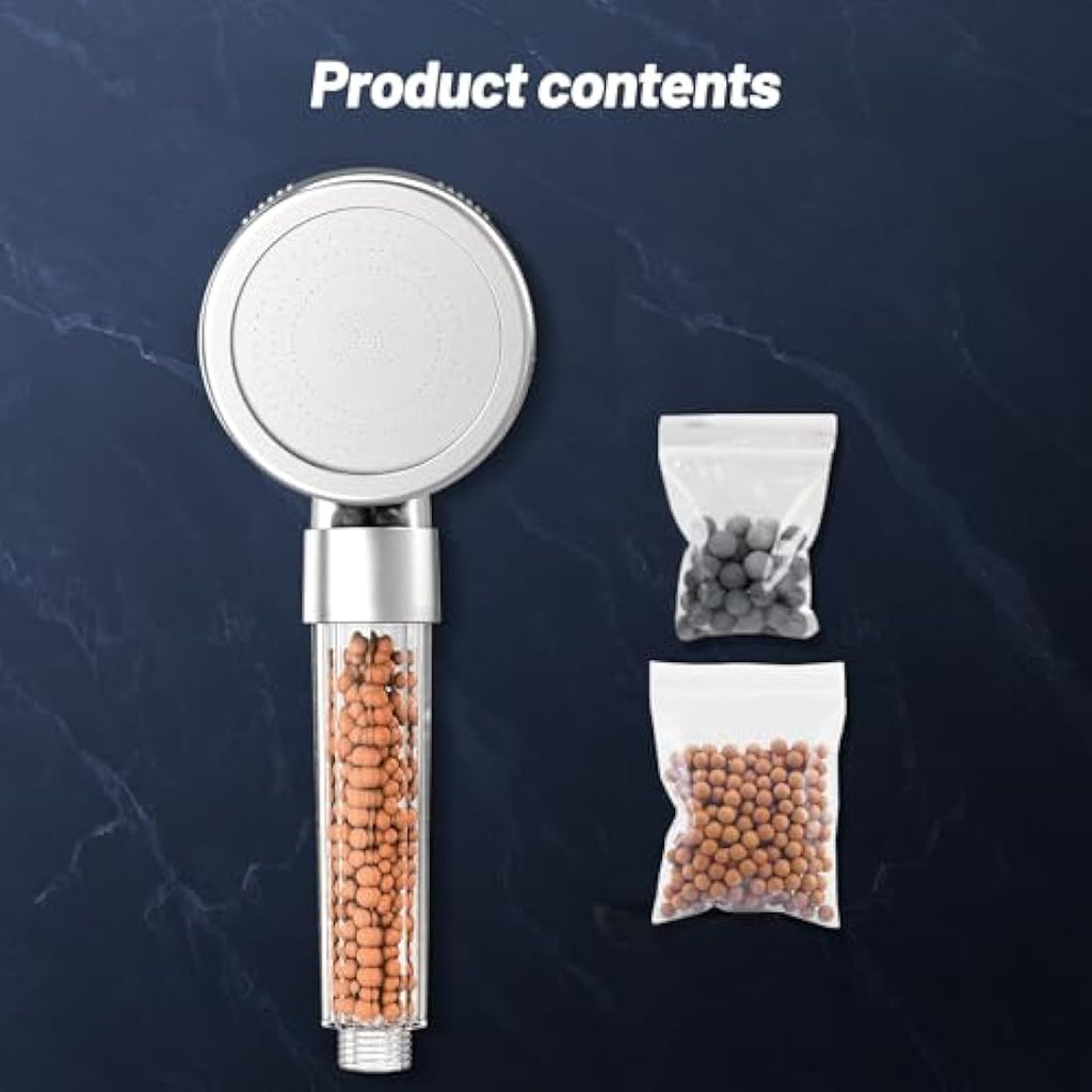 High Pressure Shower Head | 3-Mode Filtered Spray – White