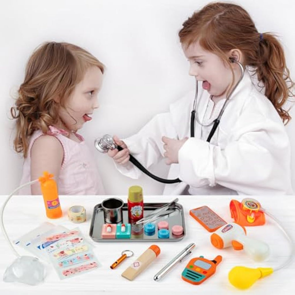 EFO SHM Kids Doctor Kit – 34-Piece Wooden Pretend Play Set with Bag