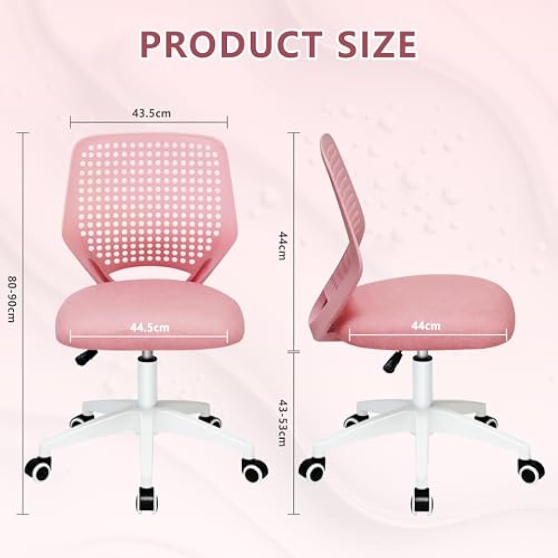 Armless Mesh Desk Chair – Ergonomic Swivel Office Chair