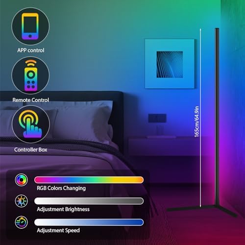 Smart RGB LED Corner Floor Lamp | 165cm Music Sync Mood Light