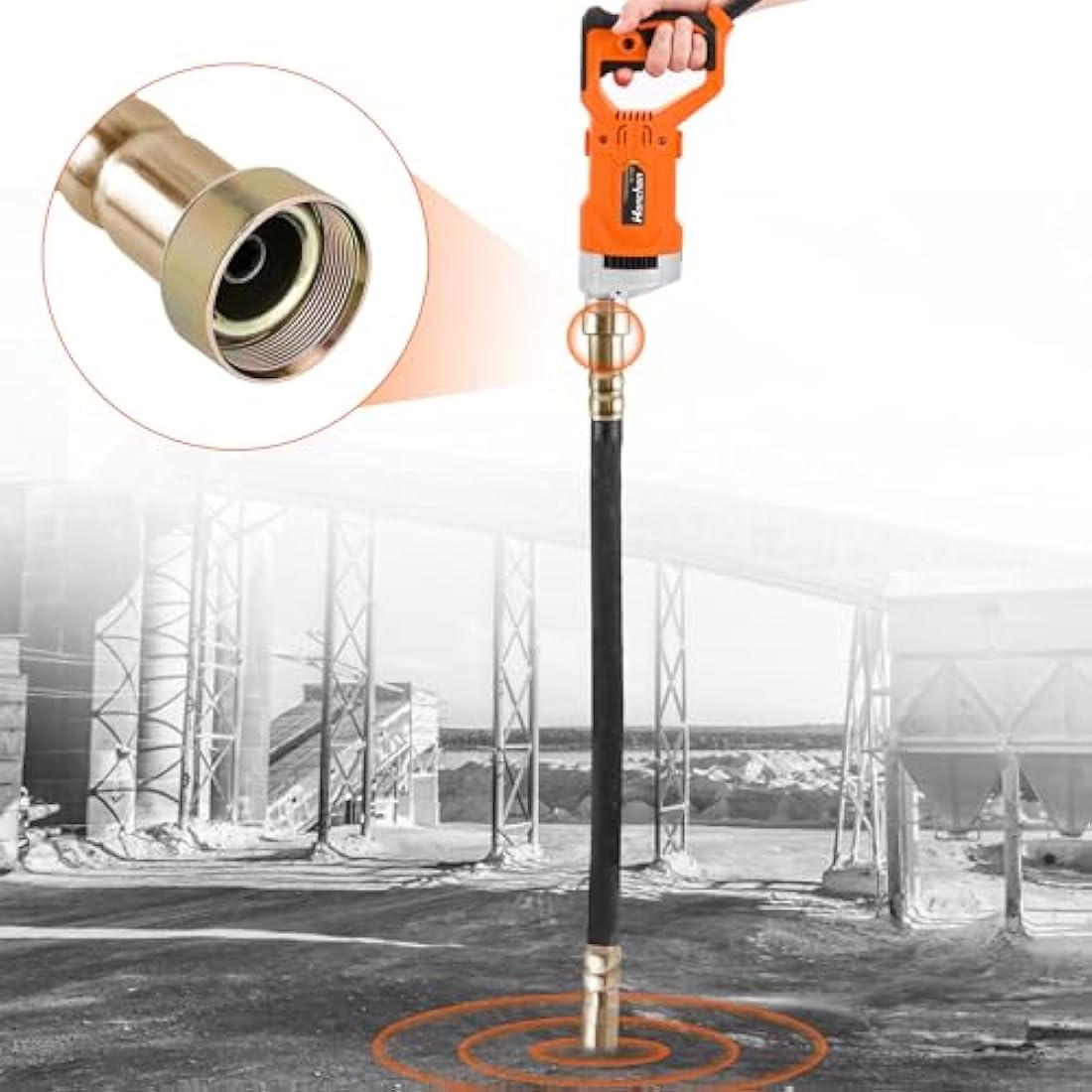 Hanchen 1280W Concrete Vibrator – 35mm Industrial Poker with 1.5m Hose
