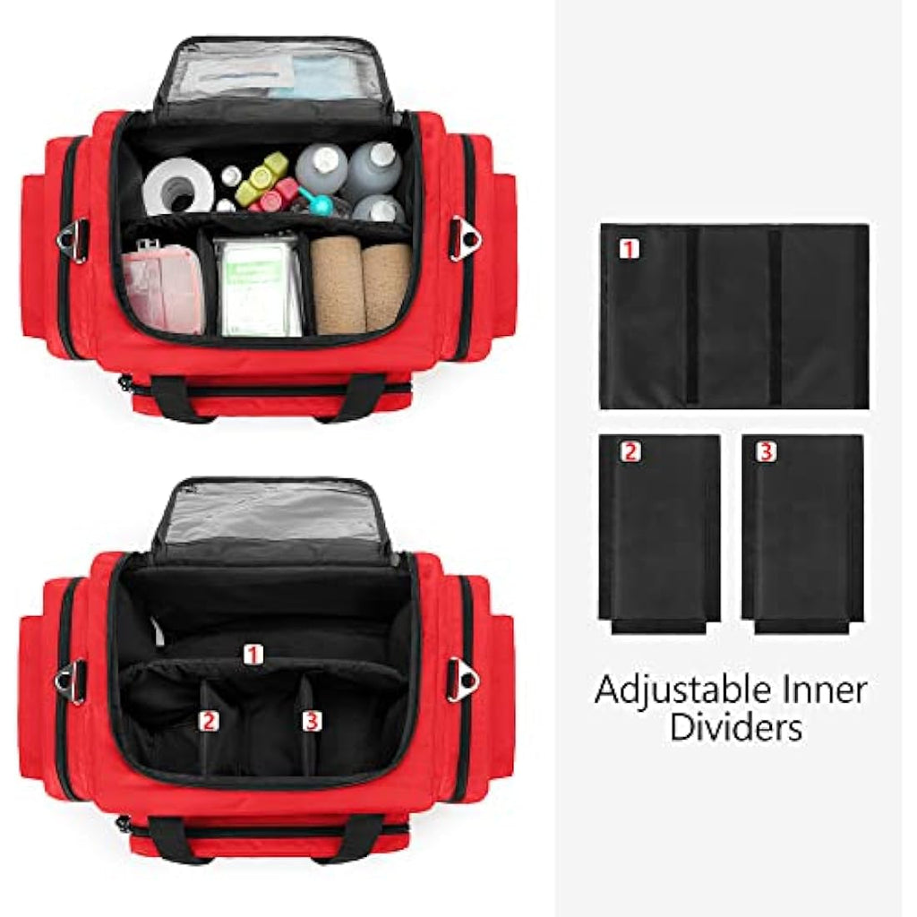 Damero Large Medical Trauma Bag – Professional First Responder Bag, Red