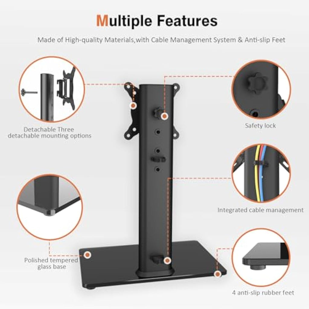Jolof Store Universal Swivel TV Stand | 13-32 Inch Height Adjustable Base