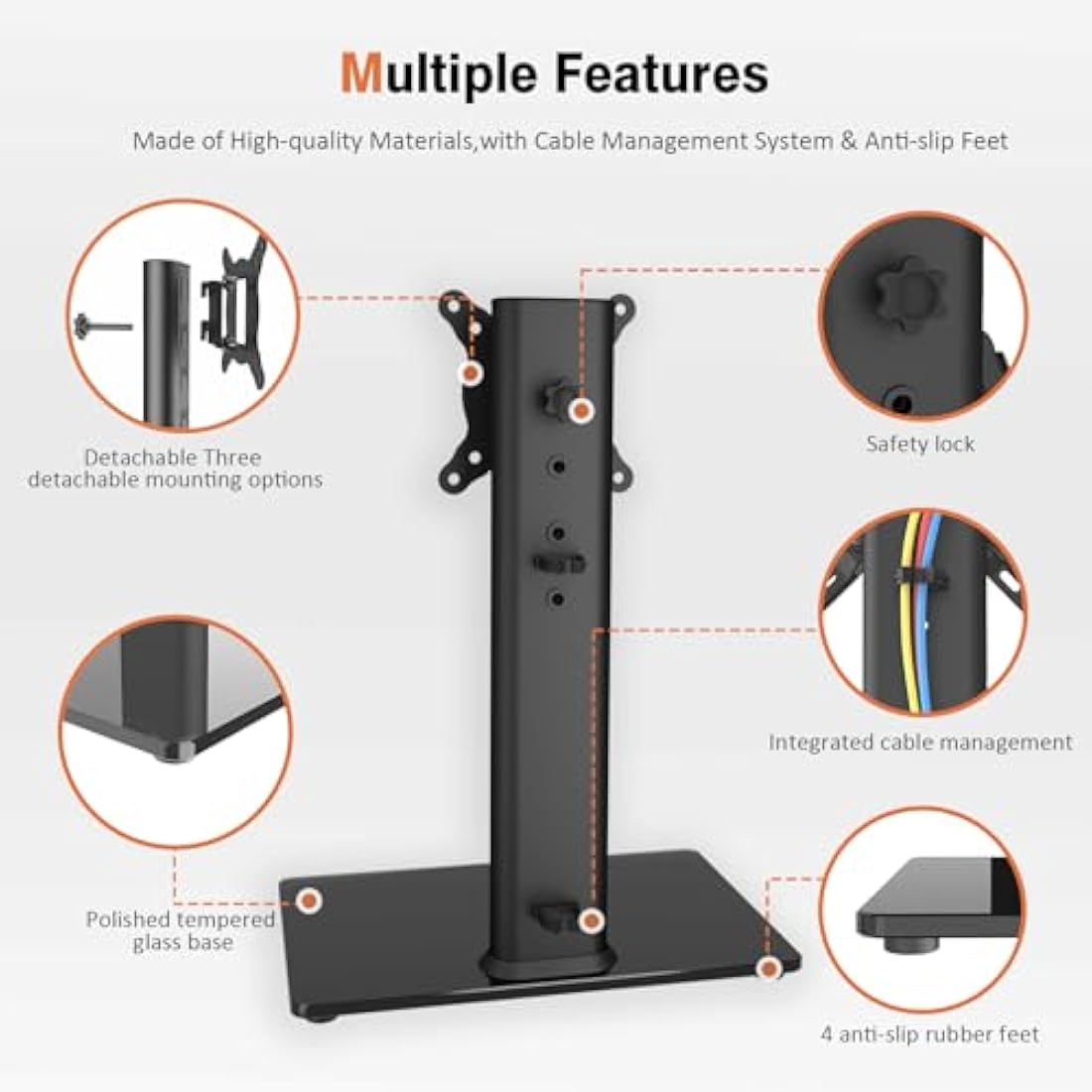 Jolof Store Universal Swivel TV Stand | 13-32 Inch Height Adjustable Base