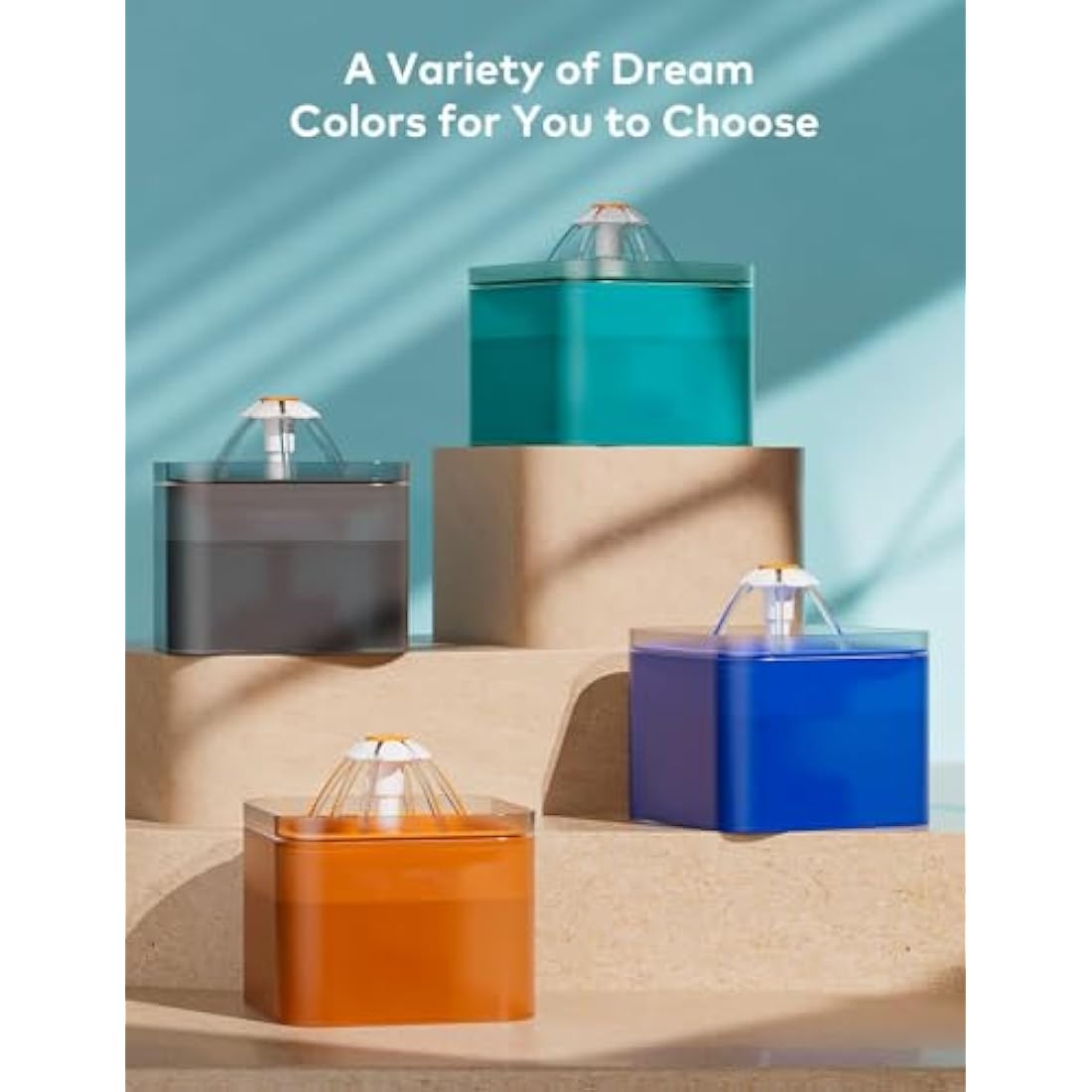 AONBOY Cat Water Fountain - 2L Automatic Pet Dispenser with 6 Filters