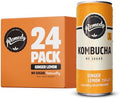 Remedy Raw Kombucha Tea – Sugar Free Ginger Lemon – 250ml Cans (24 Pack)