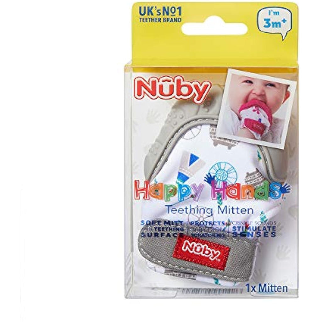 Nuby Silicone Teething Mitt – Grey Bear Sensory Toy for Sore Gums