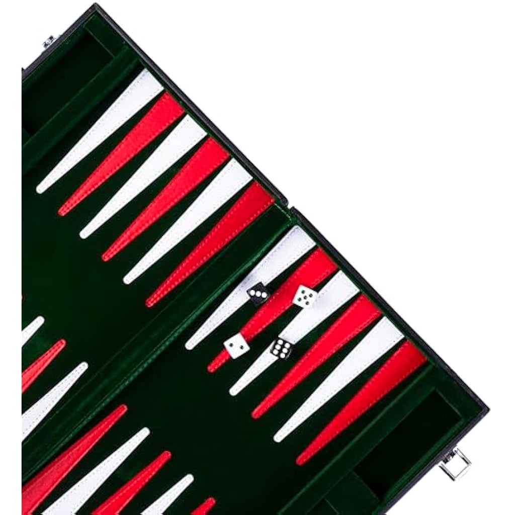 Engelhart Wooden Backgammon Set – 15 Inch Travel Case with Inlaid Felt