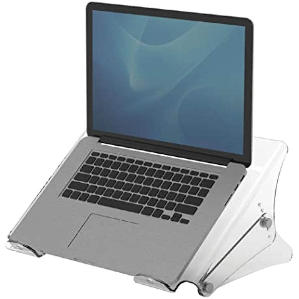 Fellowes Clarity Adjustable Laptop Stand – Clear Acrylic Riser for 15"
