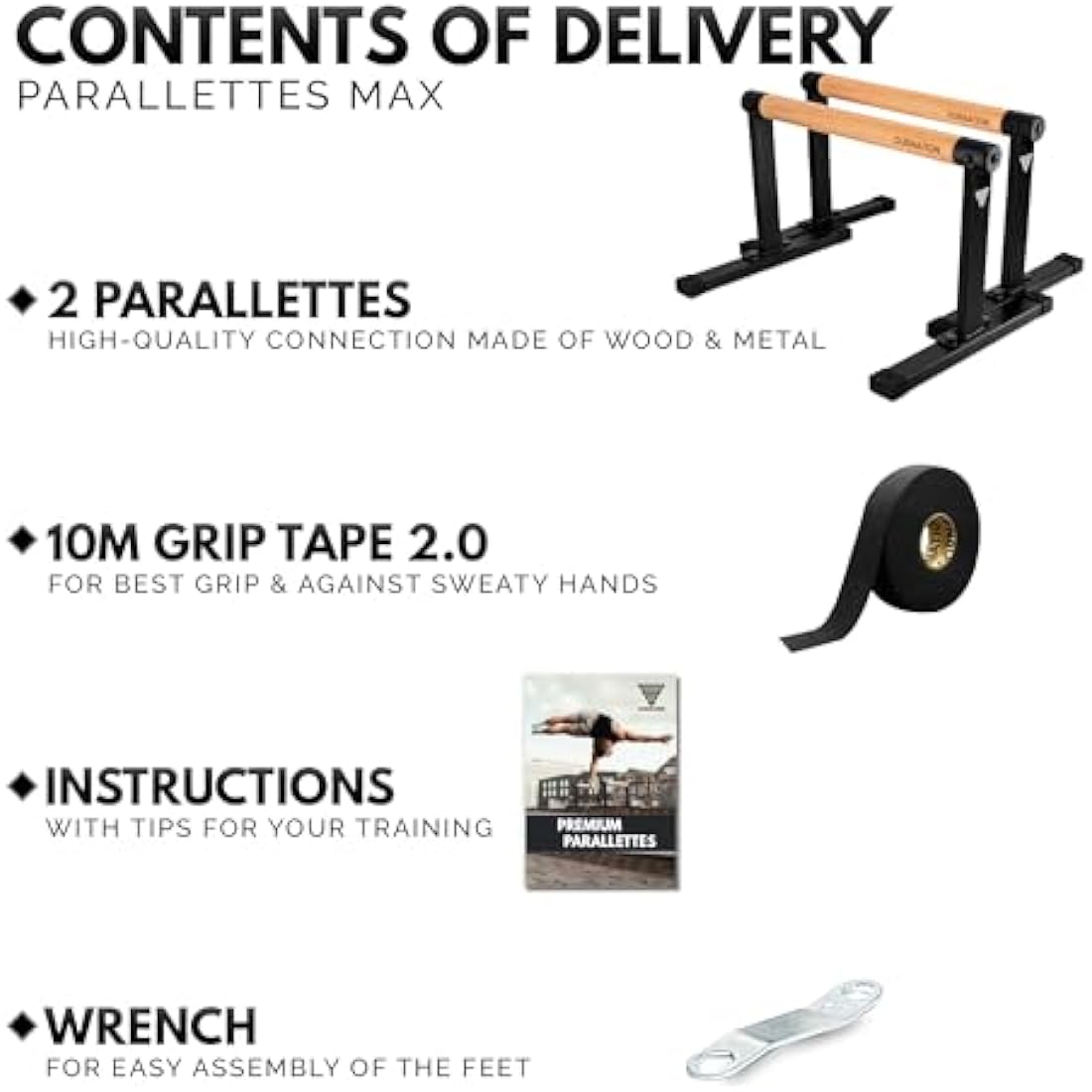 GORNATION Wooden Parallettes – Non-Slip Calisthenics Push-Up Bars