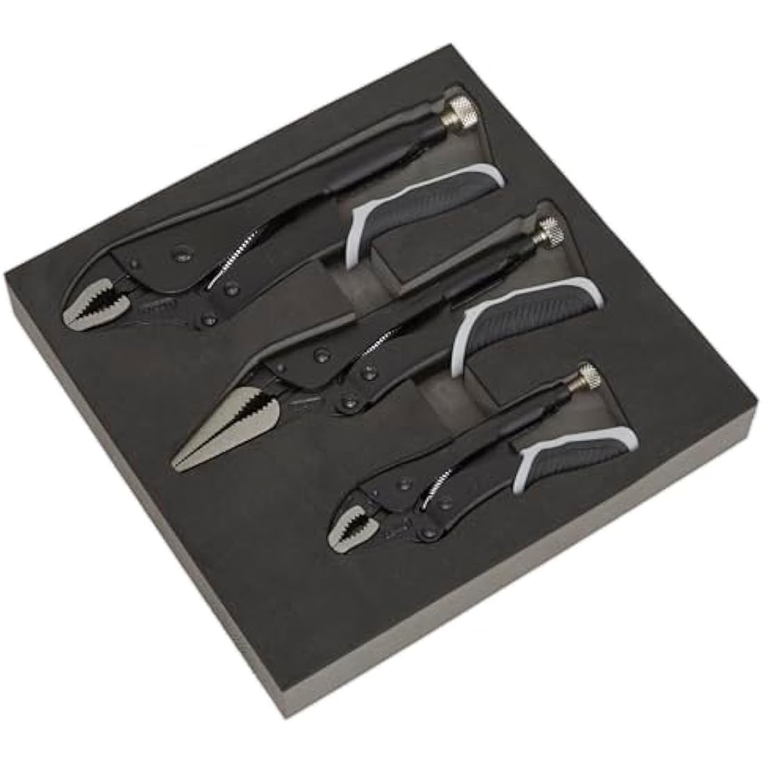 Sealey Black Series Locking Pliers Set - 3Pc Quick Release Steel Tools