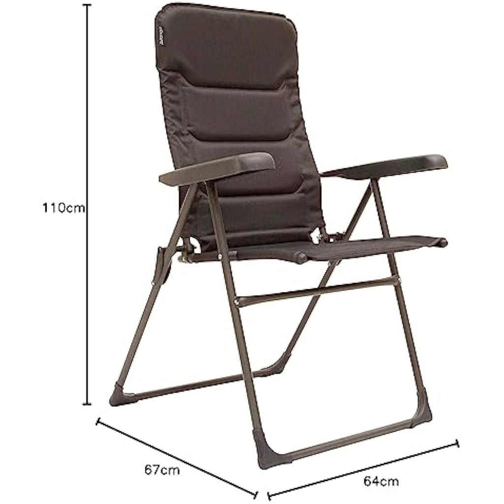 Vango Hampton Tall Folding Camping Chair - Excalibur Grey Outdoor Seat