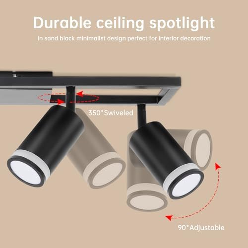 Dehobo 4-Light LED Ceiling Spotlight Bar | Black GU10 Industrial Fixture