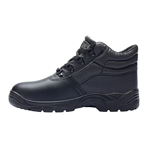 Jolof Store Steel Toe Cap Leather Chukka Work Boots - Black - Size 3