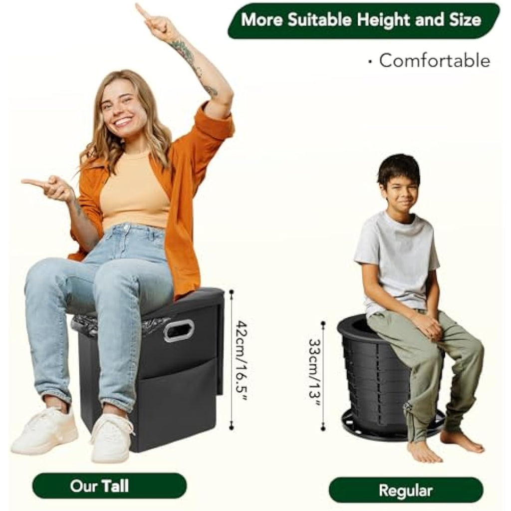 16.5in Tall Portable Folding Toilet – Padded Camping Loo