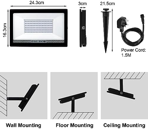 NATPOW 100W UV Black Light – IP66 Waterproof LED Floodlight (2 Pack)